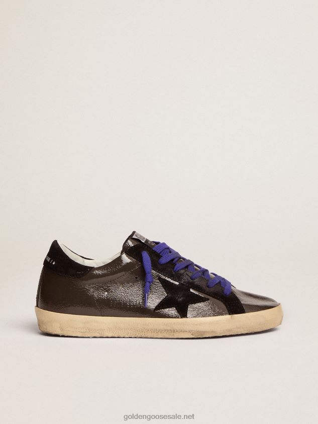 Super-Star sneakers in gray patent leather with black suede inserts FN20N94 Women Golden Goose