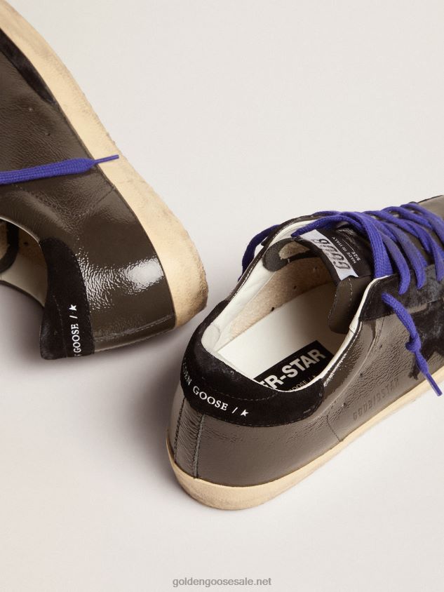 Super-Star sneakers in gray patent leather with black suede inserts FN20N94 Women Golden Goose