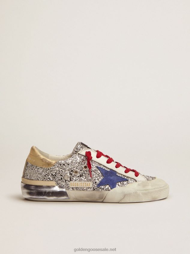 Super-Star sneakers in silver glitter and multi-foxing FN20N101 Women Golden Goose