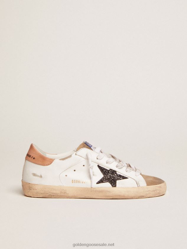 Super-Star sneakers with black glitter star and old-rose leather heel tab FN20N103 Women Golden Goose