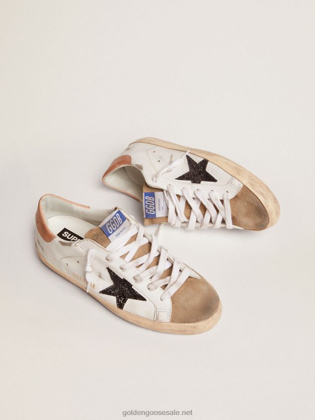 Super-Star sneakers with black glitter star and old-rose leather heel tab FN20N103 Women Golden Goose