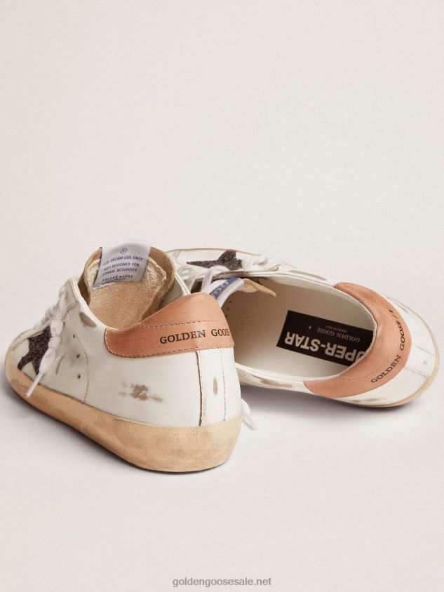 Super-Star sneakers with black glitter star and old-rose leather heel tab FN20N103 Women Golden Goose
