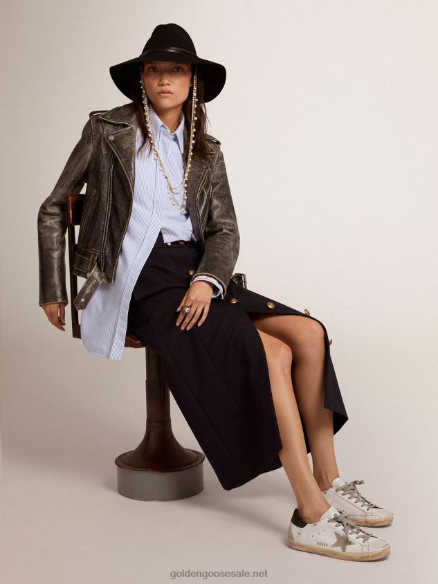 Super-Star sneakers with black heel tab and metal stud lettering FN20N10 Women Golden Goose