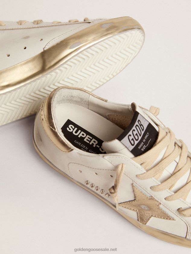 Super-Star sneakers with gold sparkle foxing and metal stud lettering FN20N60 Women Golden Goose