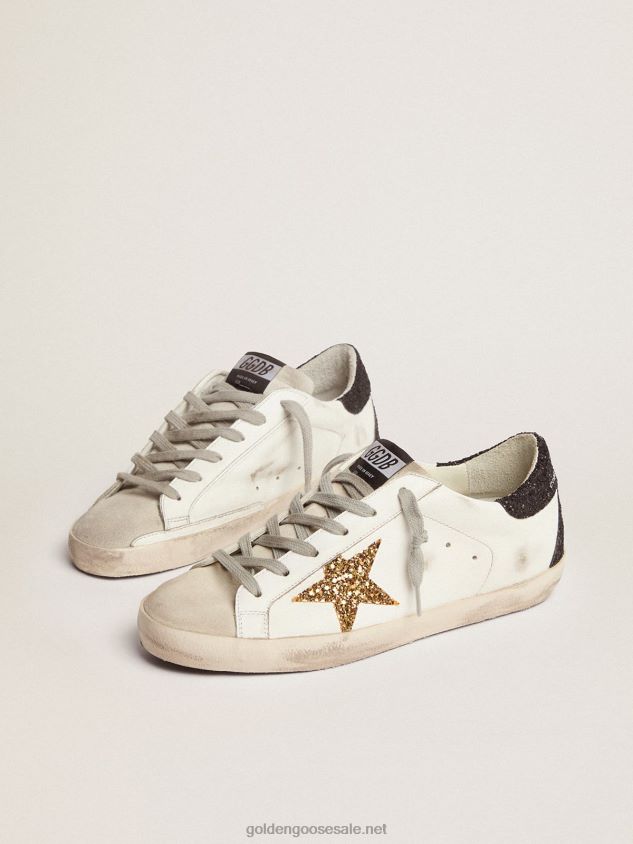 Super-Star sneakers with gold star and glittery black heel tab FN20N277 Women Golden Goose