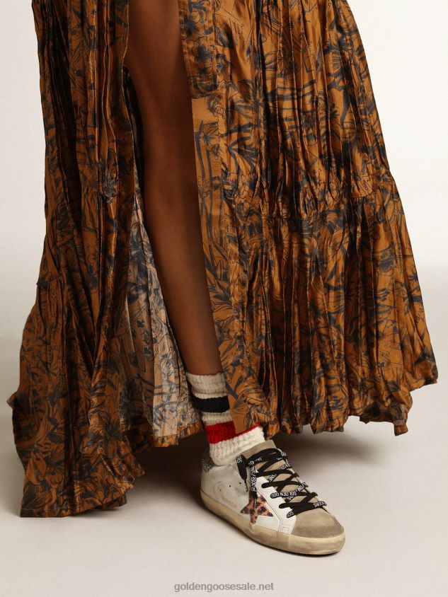 Super-Star sneakers with leopard-print crystal star and silver-colored crystal heel tab FN20N26 Women Golden Goose