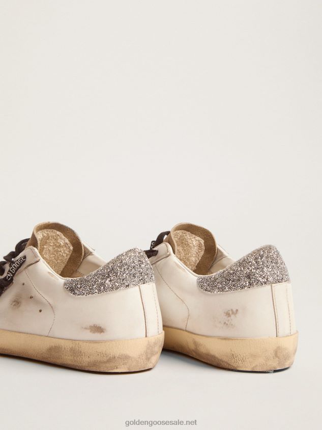 Super-Star sneakers with leopard-print crystal star and silver-colored crystal heel tab FN20N26 Women Golden Goose