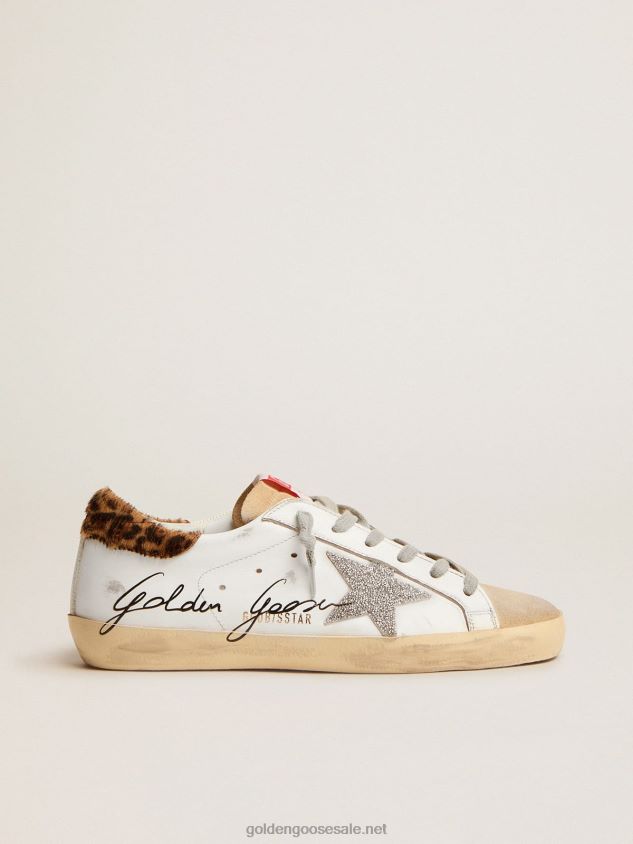 Super-Star sneakers with leopard-print pony skin heel tab and Swarovski star FN20N104 Women Golden Goose
