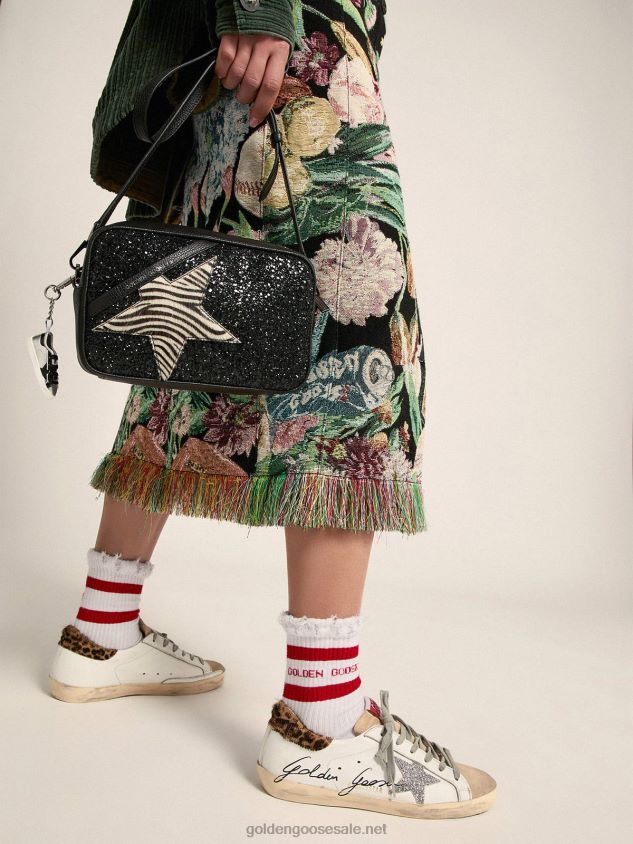 Super-Star sneakers with leopard-print pony skin heel tab and Swarovski star FN20N104 Women Golden Goose