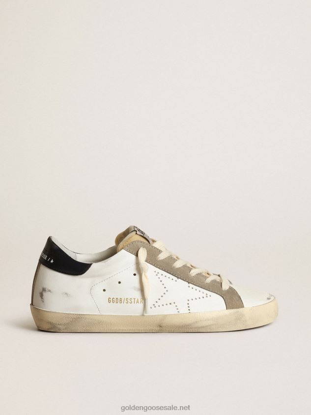 Super-Star sneakers with perforated star and glossy midnight-blue leather heel tab FN20N1 Women Golden Goose