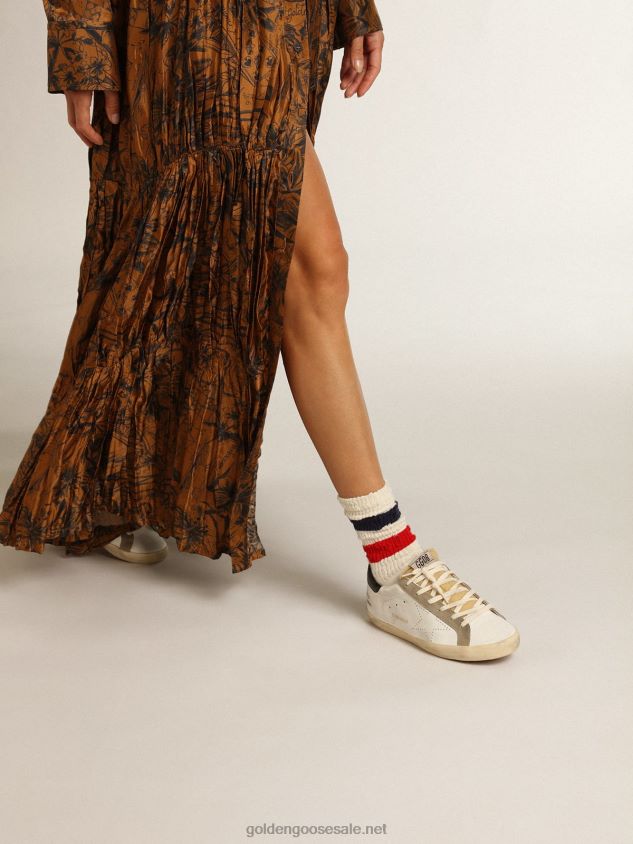 Super-Star sneakers with perforated star and glossy midnight-blue leather heel tab FN20N1 Women Golden Goose