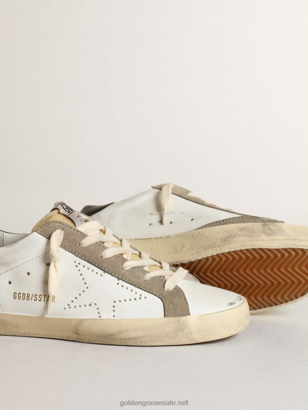 Super-Star sneakers with perforated star and glossy midnight-blue leather heel tab FN20N1 Women Golden Goose