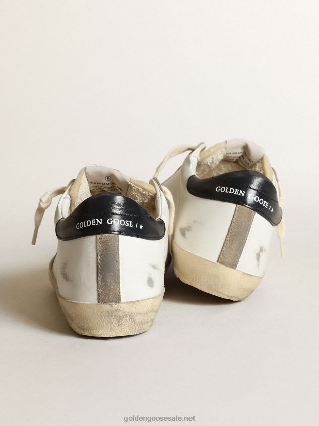 Super-Star sneakers with perforated star and glossy midnight-blue leather heel tab FN20N1 Women Golden Goose