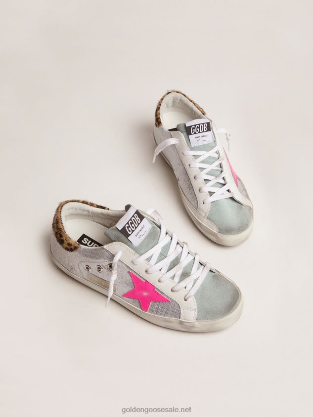 Super-Star sneakers with sequins and leopard-print heel tab FN20N91 Women Golden Goose