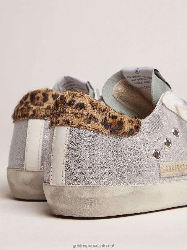 Super-Star sneakers with sequins and leopard-print heel tab FN20N91 Women Golden Goose
