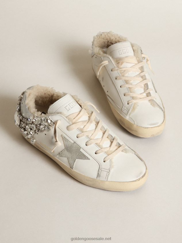 Super-Star sneakers with shearling lining and decorative crystals FN20N189 Women Golden Goose
