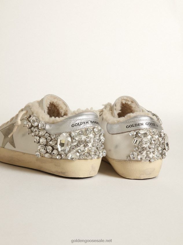 Super-Star sneakers with shearling lining and decorative crystals FN20N189 Women Golden Goose
