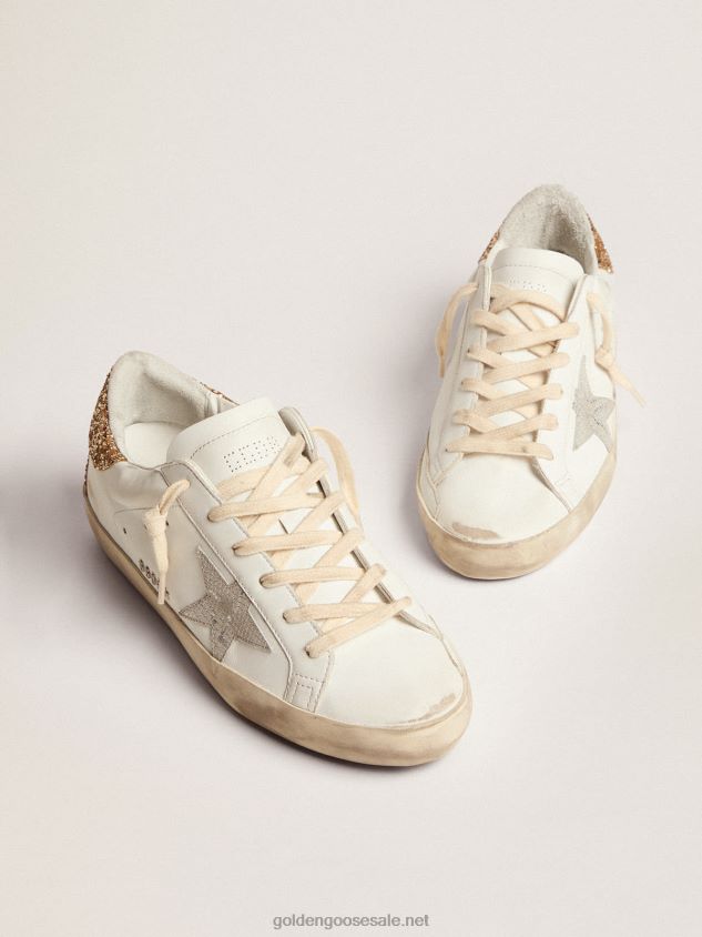 Super-Star sneakers with snake-print silver leather star and gold glitter heel tab FN20N6 Women Golden Goose