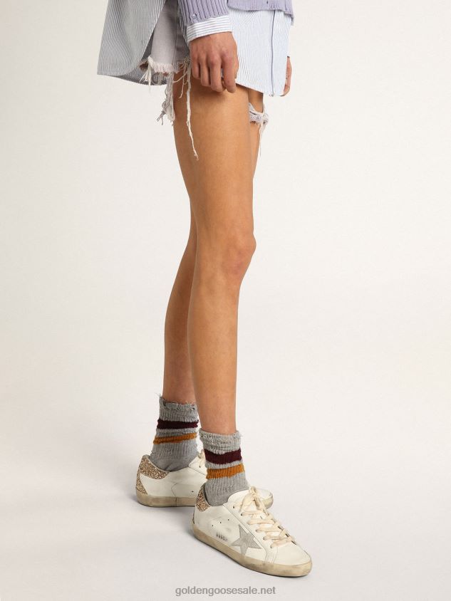 Super-Star sneakers with snake-print silver leather star and gold glitter heel tab FN20N6 Women Golden Goose