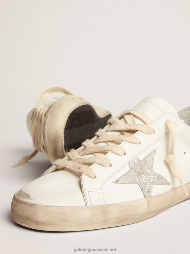 Super-Star sneakers with snake-print silver leather star and gold glitter heel tab FN20N6 Women Golden Goose