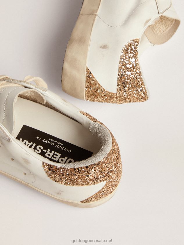 Super-Star sneakers with snake-print silver leather star and gold glitter heel tab FN20N6 Women Golden Goose