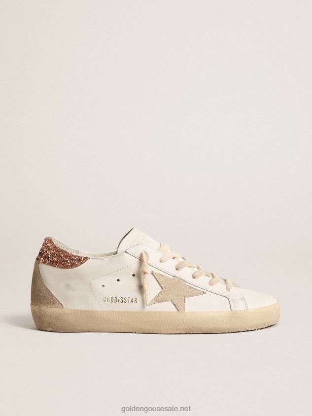 Super-Star with a suede star and peach-pink glitter heel tab FN20N197 Women Golden Goose