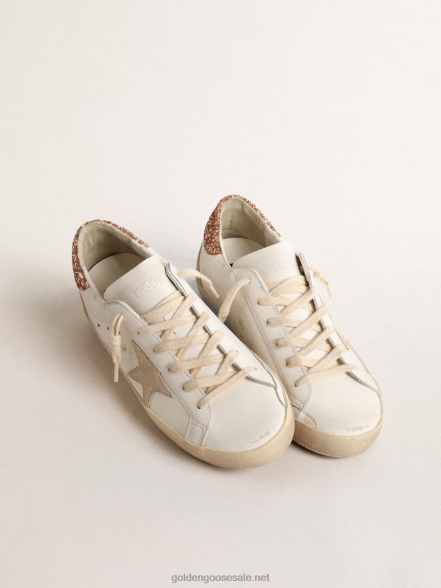 Super-Star with a suede star and peach-pink glitter heel tab FN20N197 Women Golden Goose