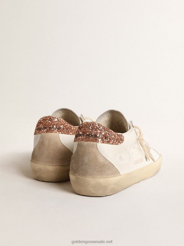 Super-Star with a suede star and peach-pink glitter heel tab FN20N197 Women Golden Goose