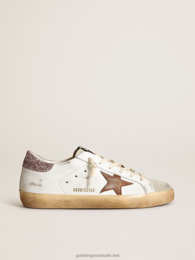 Super-Star with a tan star and pink glitter heel tab FN20N201 Women Golden Goose