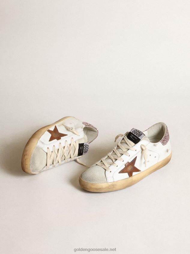 Super-Star with a tan star and pink glitter heel tab FN20N201 Women Golden Goose