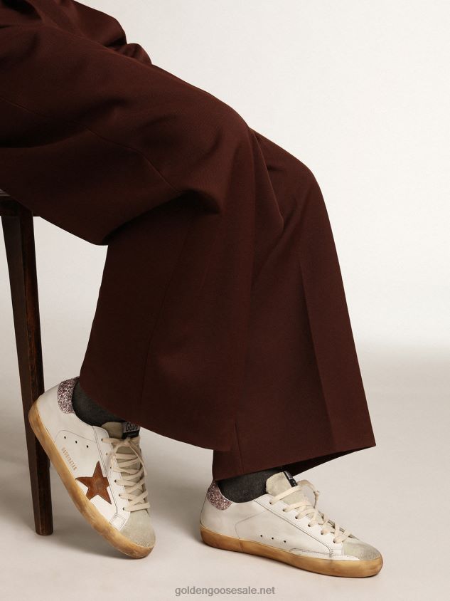 Super-Star with a tan star and pink glitter heel tab FN20N201 Women Golden Goose