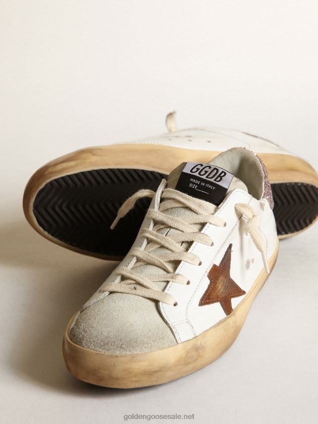 Super-Star with a tan star and pink glitter heel tab FN20N201 Women Golden Goose