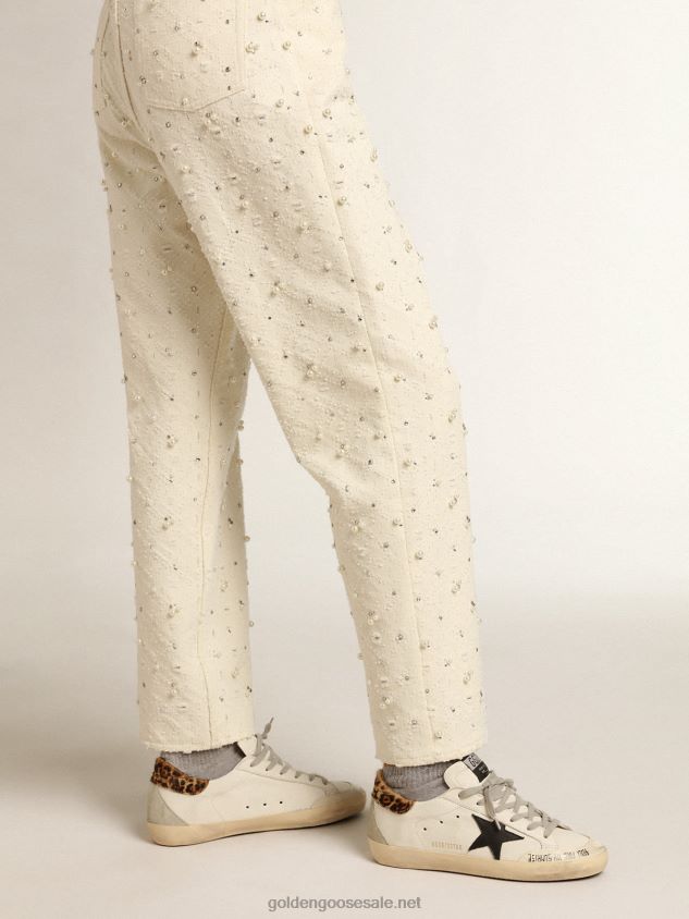 Super-Star with black leather star & leo-print pony skin heel tab FN20N257 Women Golden Goose