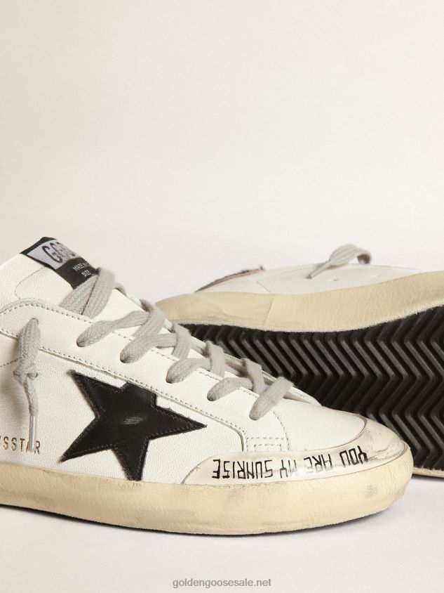 Super-Star with black leather star & leo-print pony skin heel tab FN20N257 Women Golden Goose
