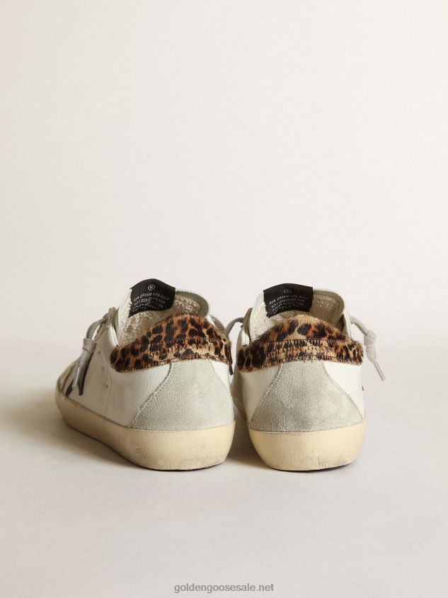 Super-Star with black leather star & leo-print pony skin heel tab FN20N257 Women Golden Goose