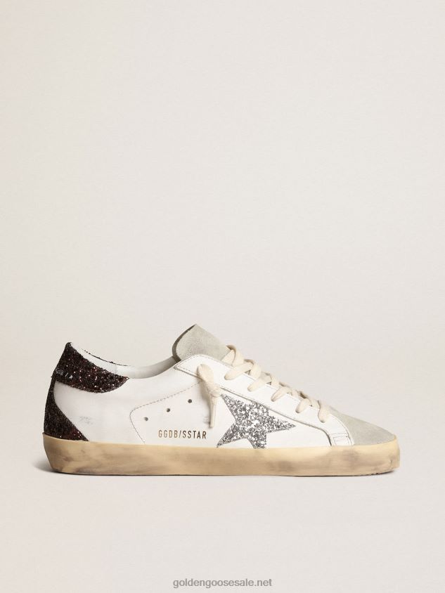Super-Star with silver star and brown glitter heel tab FN20N210 Women Golden Goose