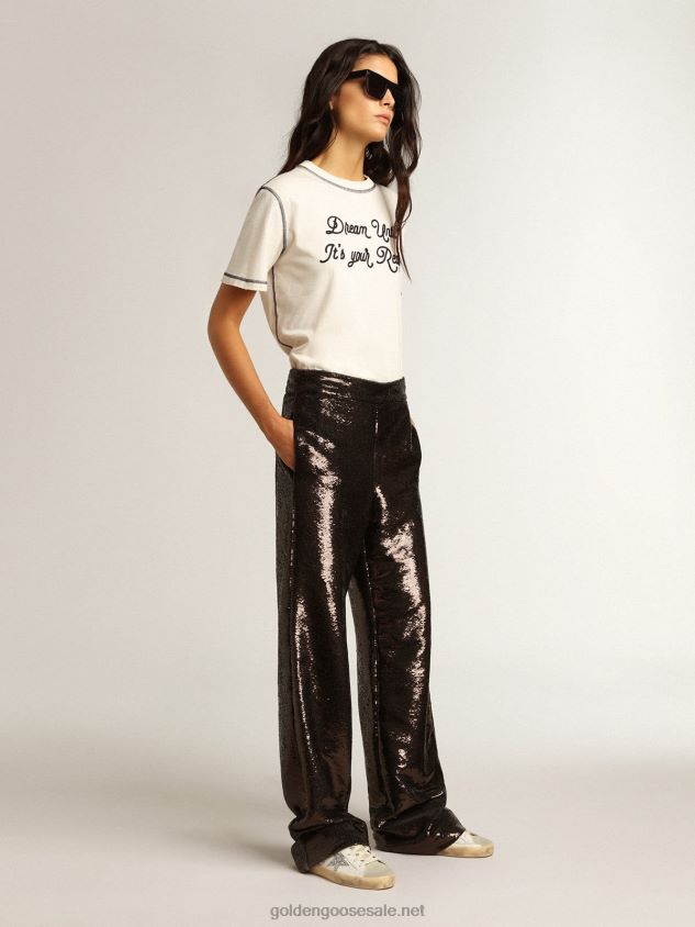Super-Star with silver star and brown glitter heel tab FN20N210 Women Golden Goose