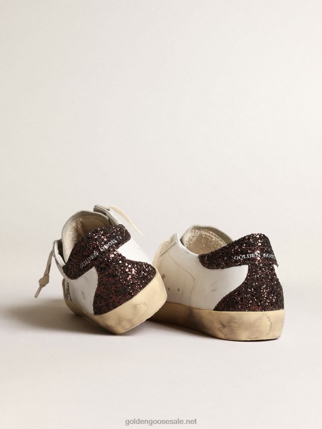 Super-Star with silver star and brown glitter heel tab FN20N210 Women Golden Goose