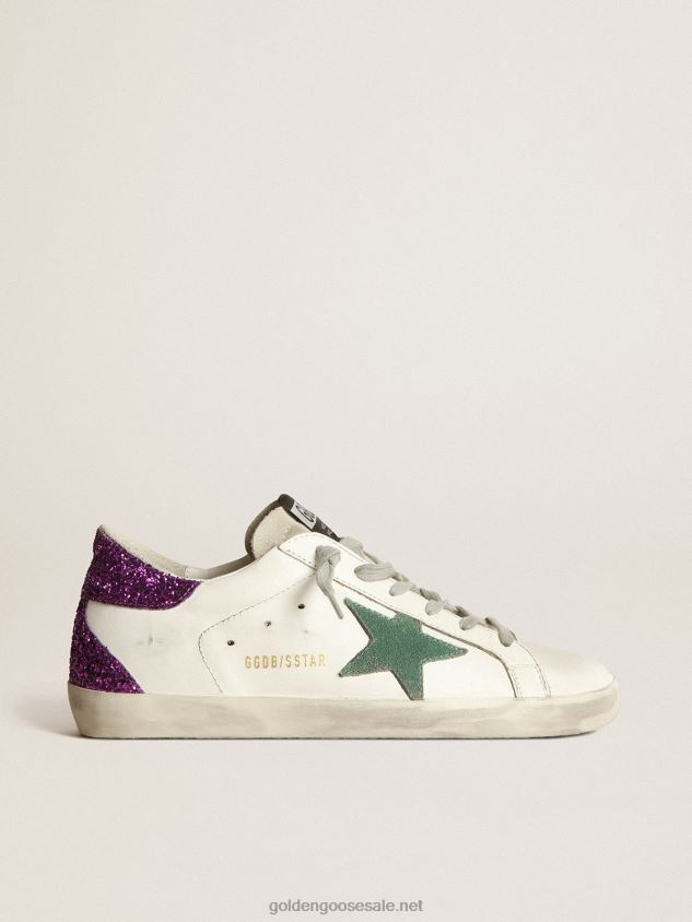 White Super-Star sneakers with glittery purple rear FN20N33 Women Golden Goose
