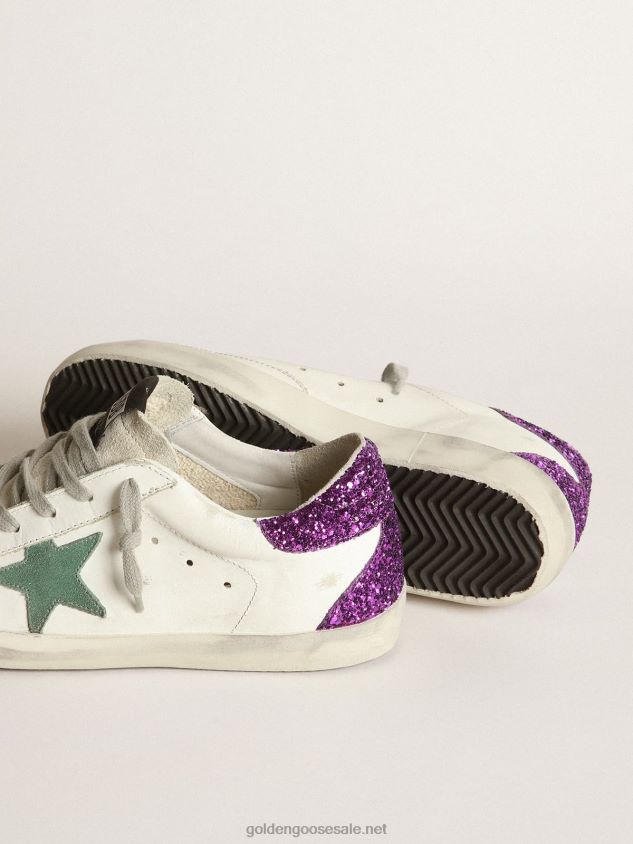 White Super-Star sneakers with glittery purple rear FN20N33 Women Golden Goose