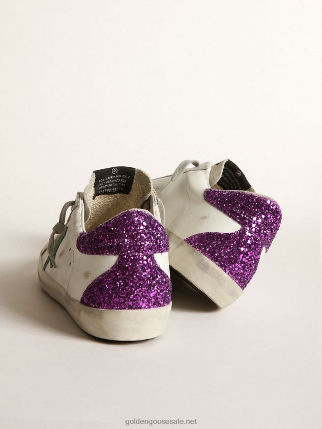 White Super-Star sneakers with glittery purple rear FN20N33 Women Golden Goose