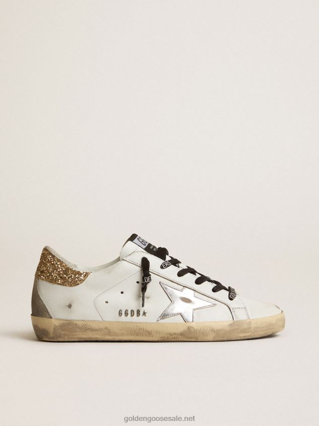 White leather Super-Star sneakers with glittery heel tab FN20N136 Women Golden Goose