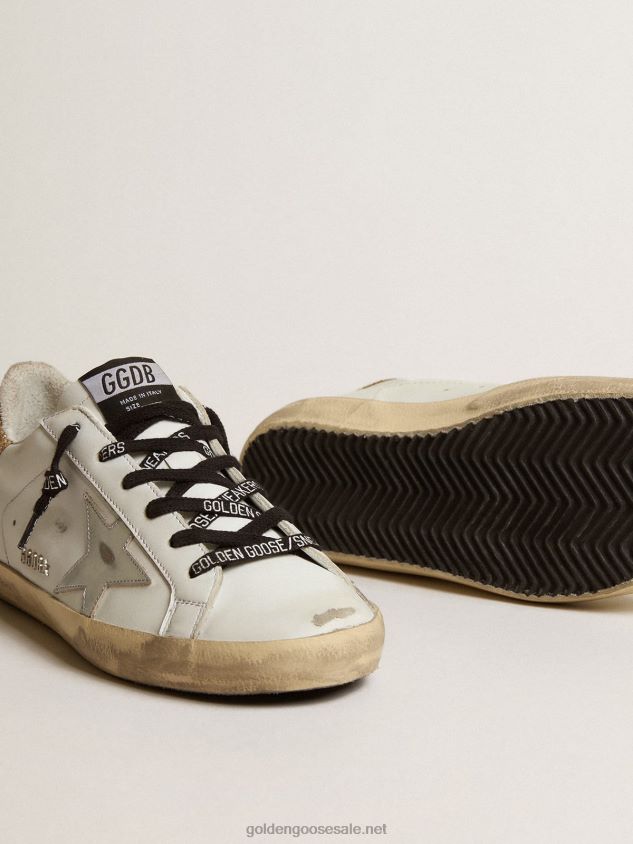 White leather Super-Star sneakers with glittery heel tab FN20N136 Women Golden Goose