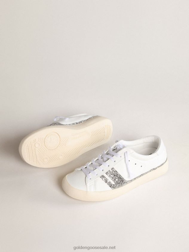 Yatay Model 1B sustainable sneakers with white bio-based upper and silver recycled glitter Y FN20N168 Women Golden Goose
