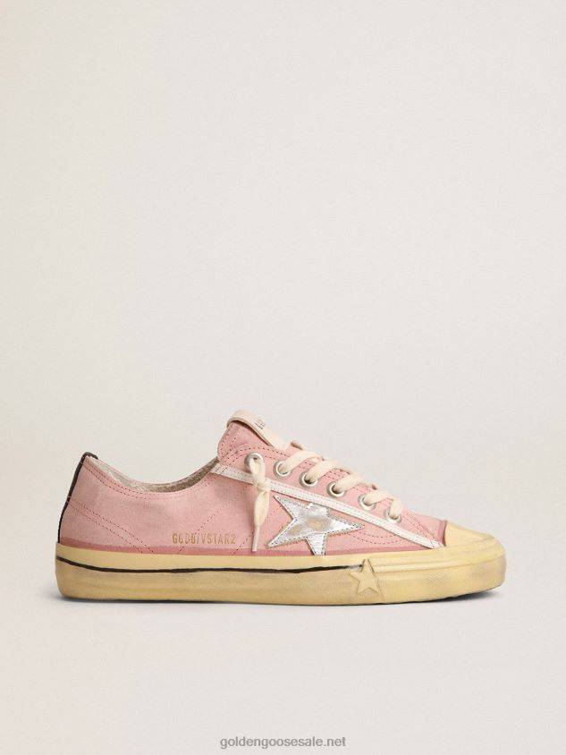 V-Star LTD sneakers in baby-pink suede with silver metallic leather star FN20N129 Women Golden Goose