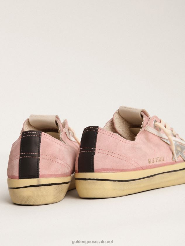 V-Star LTD sneakers in baby-pink suede with silver metallic leather star FN20N129 Women Golden Goose