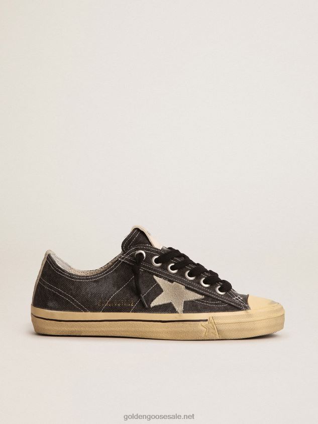 V-Star LTD sneakers in black canvas with ice-gray suede star and heel tab FN20N245 Women Golden Goose