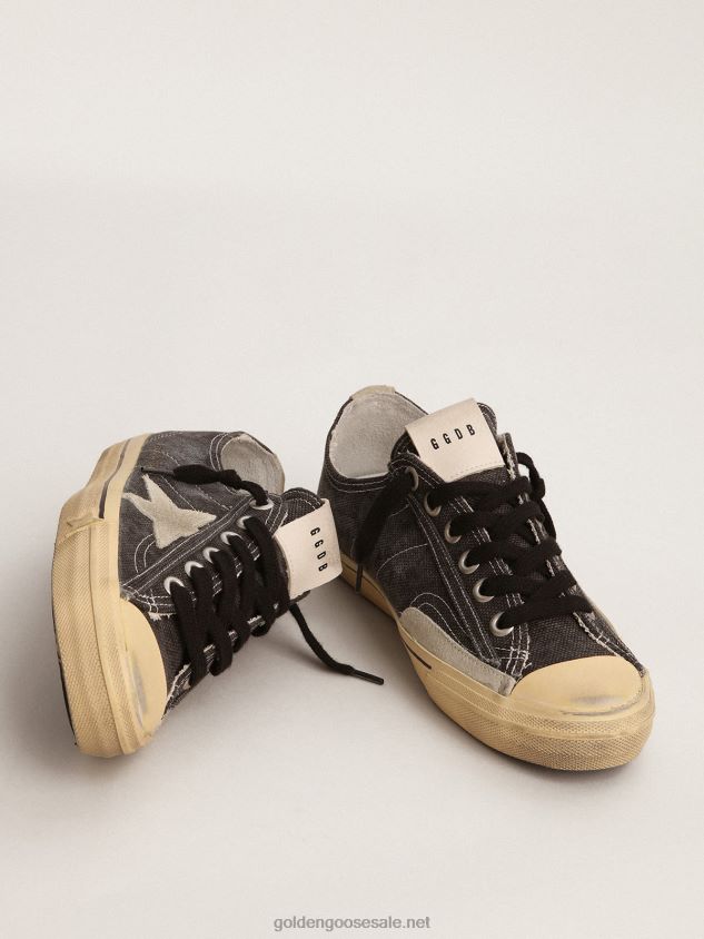 V-Star LTD sneakers in black canvas with ice-gray suede star and heel tab FN20N245 Women Golden Goose