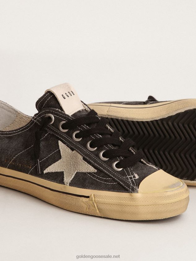V-Star LTD sneakers in black canvas with ice-gray suede star and heel tab FN20N245 Women Golden Goose