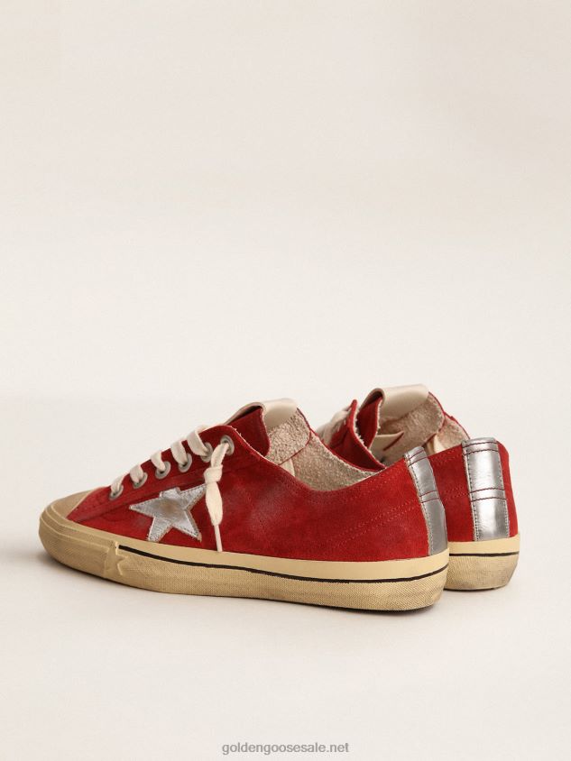 V-Star LTD sneakers in dark red suede with silver metallic leather star FN20N137 Women Golden Goose